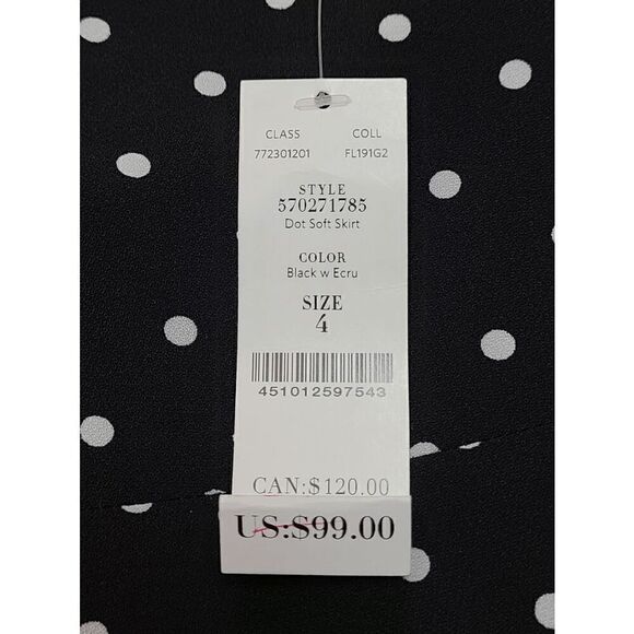 🖤🤍 WHITE HOUSE BLACK MARKET Polka Dot Print Soft Midi Skirt NWT SIZE 4 - Picture 2 of 10